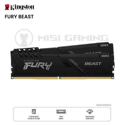 MEMORIA RAM KINGSTON FURY BEAST 32GB(2x16GB) 3200MHZ DDR41