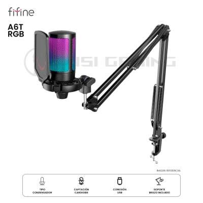 MICROFONO CON SOPORTE DE BRAZO FIFINE A6T RGB BLACK1