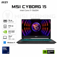 LAPTOP MSI CYBORG 15 A13VE-218US CORE I7 13620H 16GB DDR5 512GB M.2 15.6