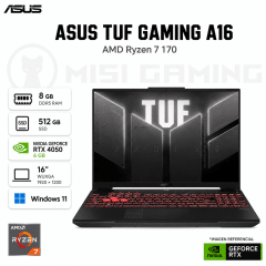 LAPTOP ASUS TUF GAMING A16 RYZEN 7 170 8GB DDR5 512GB M.2 16