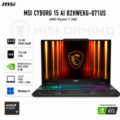 LAPTOP MSI CYBORG A15 AI B2HWEKG-071US RYZEN 7 260 16GB DDR5 512GB M.2 15.6