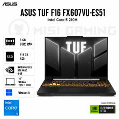 LAPTOP ASUS TUF GAMING F16 FX607VU-ES51 CORE 5 210H 8GB DDR5 512GB M.2 16