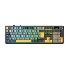 TECLADO MECANICO AULA F108 PRO RGB DONGLE BLUETOOTH 100% ESP (SW-REAPER) BLACK/GREY/YELLOW