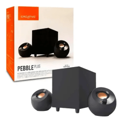 PARLANTE CREATIVE PEBBLE PLUS 2.1 CABLEADO 3.5MM USB SUBWOOFER BLACK