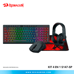 KIT 4 EN 1 REDRAGON S147-SP TECLADO K515 + MOUSE M724 + AUDIFONO H211 + MOUSEPAD P016