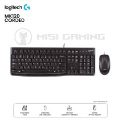 KIT LOGITECH 2 EN 1 MK120 CORDED TECLADO + MOUSE CABLEADO BLACK