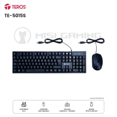 KIT TEROS 2 EN 1 TE-5015S CABLEADO TECLADO + MOUSE BLACK