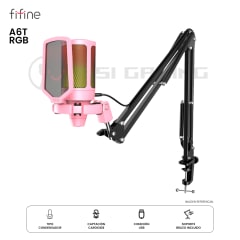 MICROFONO CON SOPORTE DE BRAZO FIFINE A6T RGB PINK