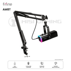 MICROFONO CON SOPORTE DE BRAZO FIFINE AM8T XLR DINAMICO BLACK