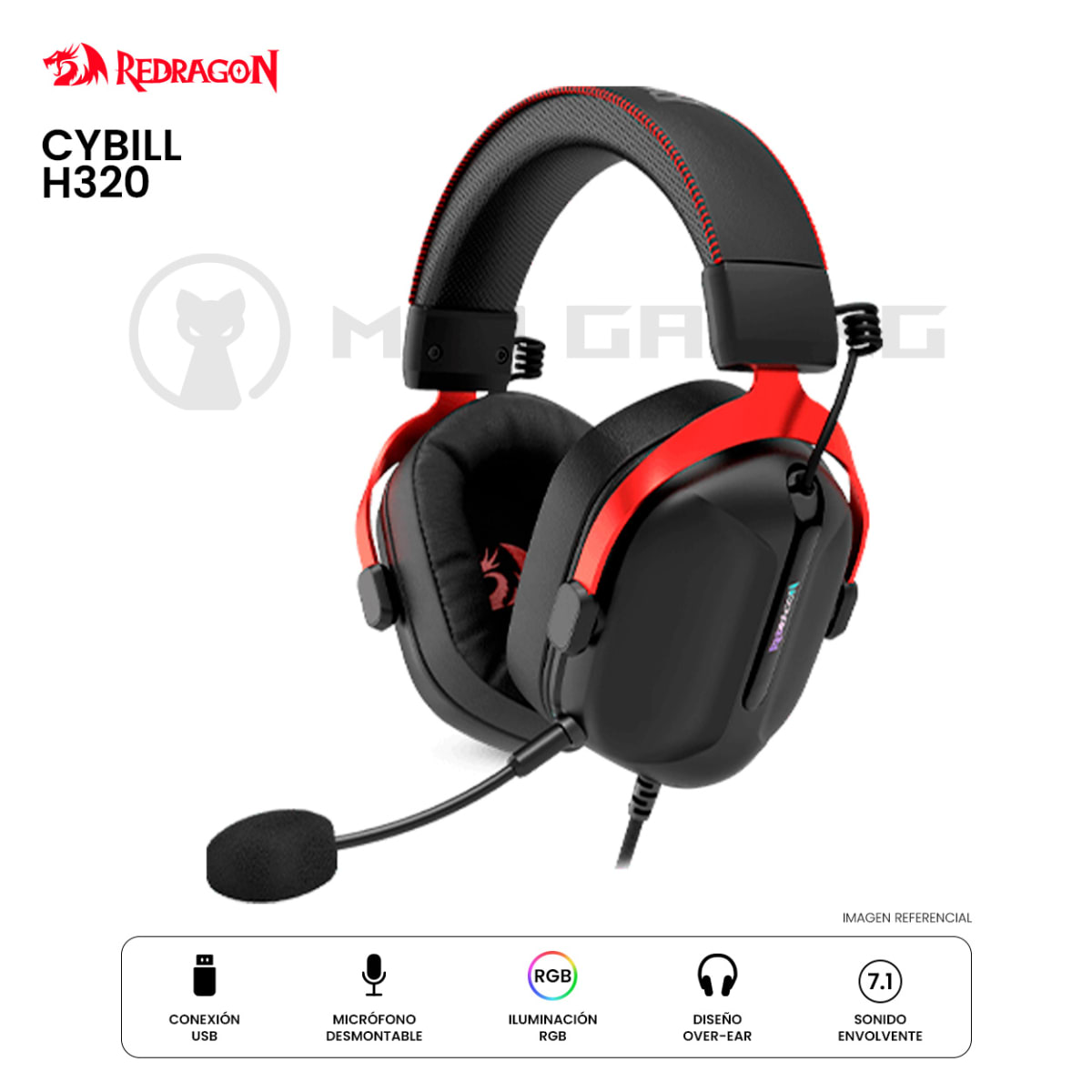 AUDIFONO REDRAGON CYBILL H312 CABLEADO BLACK