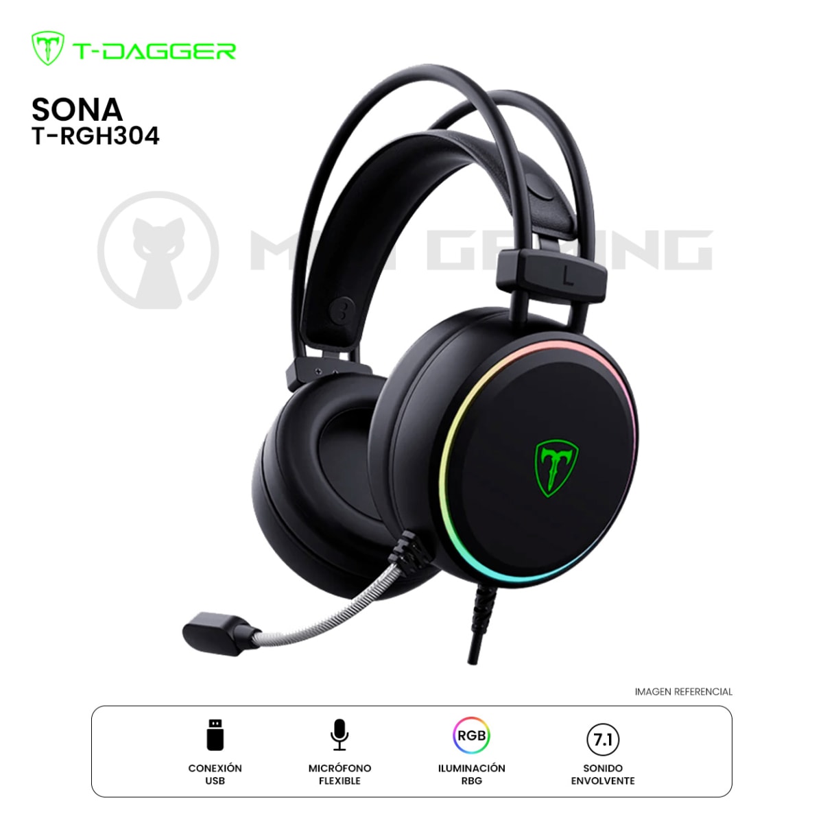AUDIFONO T-DAGGER SONA T-RGH304 CABLEADO BLACK