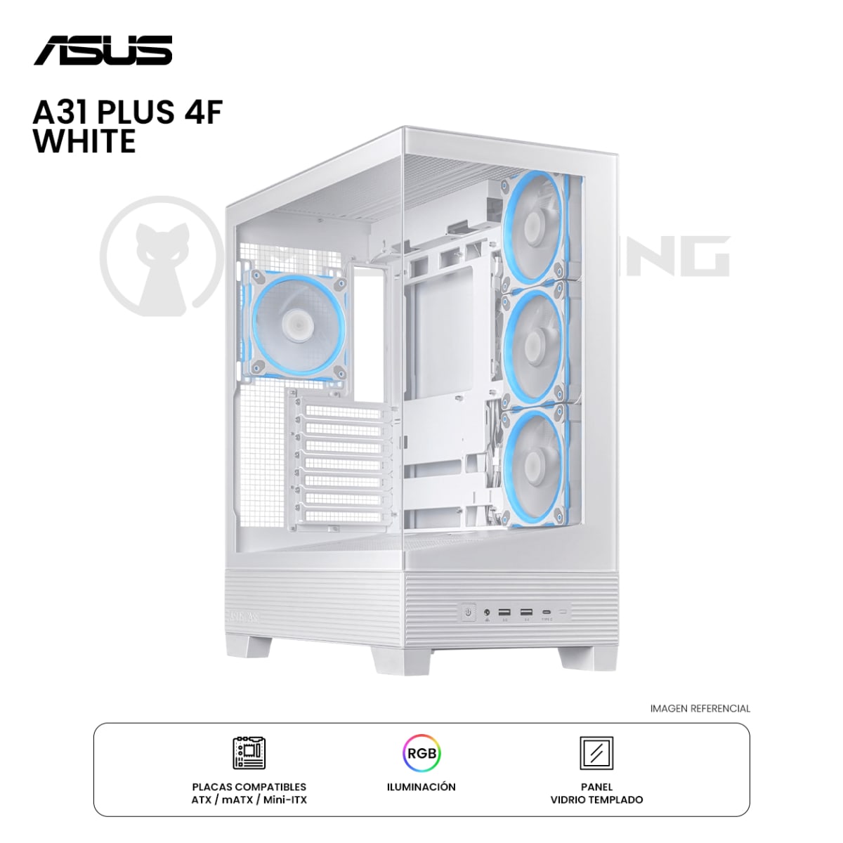 CASE ASUS A31 PLUS ARGB 4F ATX WHITE