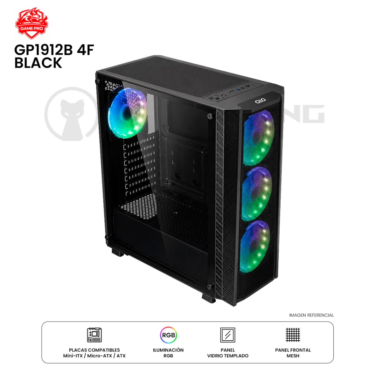 CASE GAME PRO GP1912B 4F ATX BLACK