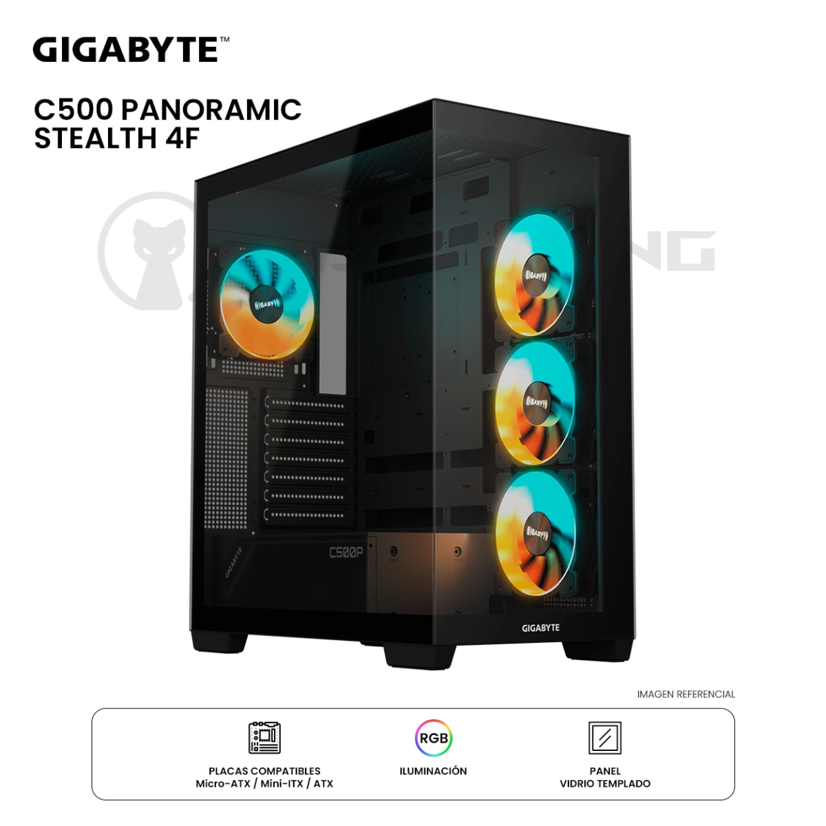 CASE GIGABYTE C500 PANORAMIC STEALTH ARGB 4F ATX BLACK