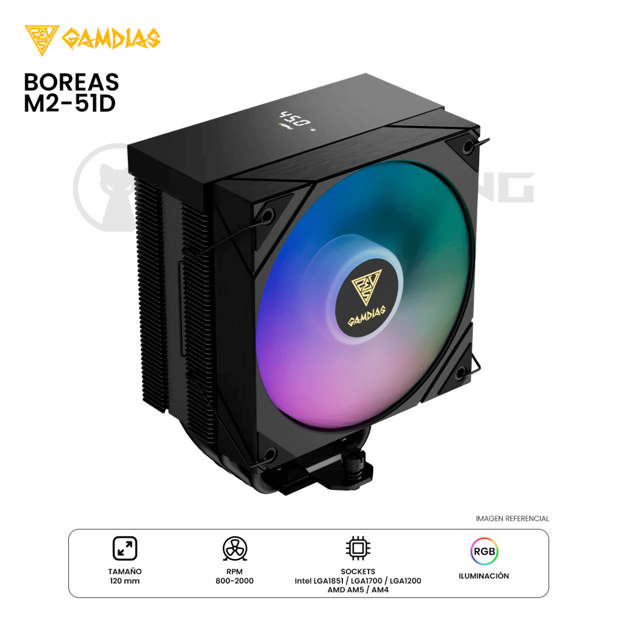 DISIPADOR DE TORRE GAMDIAS BOREAS M2-51D ARGB DIGITAL LGA1851 AM5