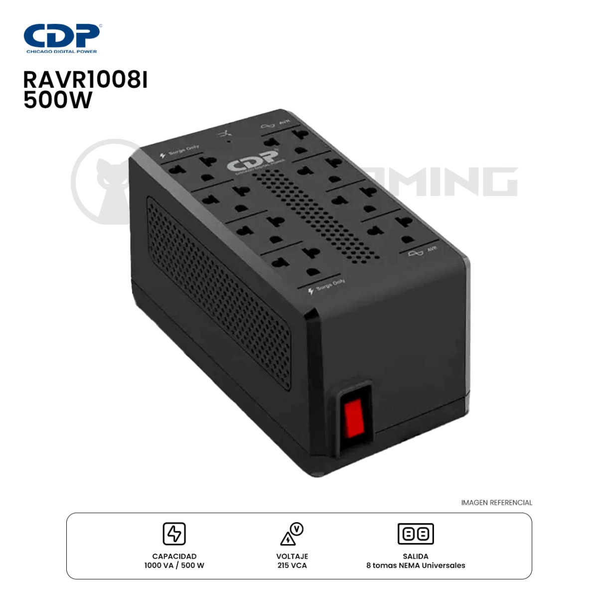 ESTABILIZADOR CDP RAVR1008I 1000VA/500W 8 TOMAS