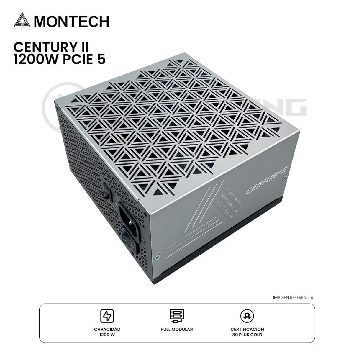 FUENTE DE PODER MONTECH CENTURY II 1200W ATX PCIE5 80 PLUS GOLD MODULAR