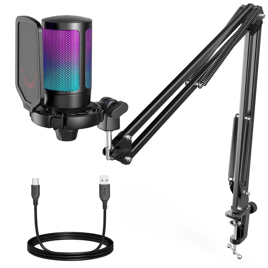 MICROFONO CON SOPORTE DE BRAZO FIFINE A6T RGB BLACK