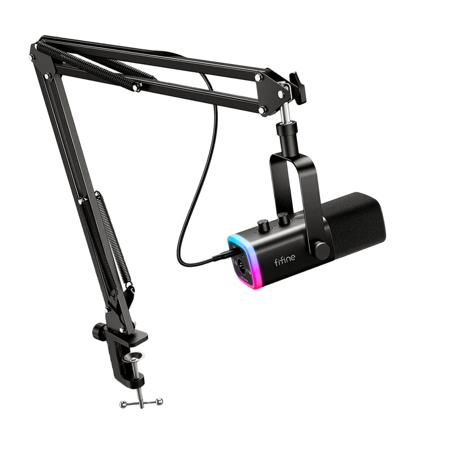 MICROFONO CON SOPORTE DE BRAZO FIFINE AM8T XLR DINAMICO BLACK