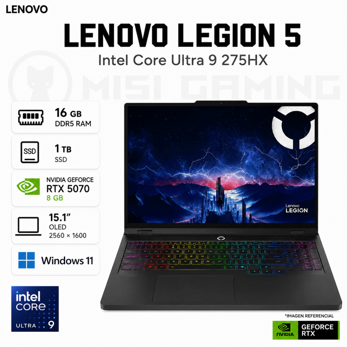 LAPTOP LENOVO LEGION 5 15IAX10 ULTRA 9 275HX 16GB DDR5 1TB M.2 15.1