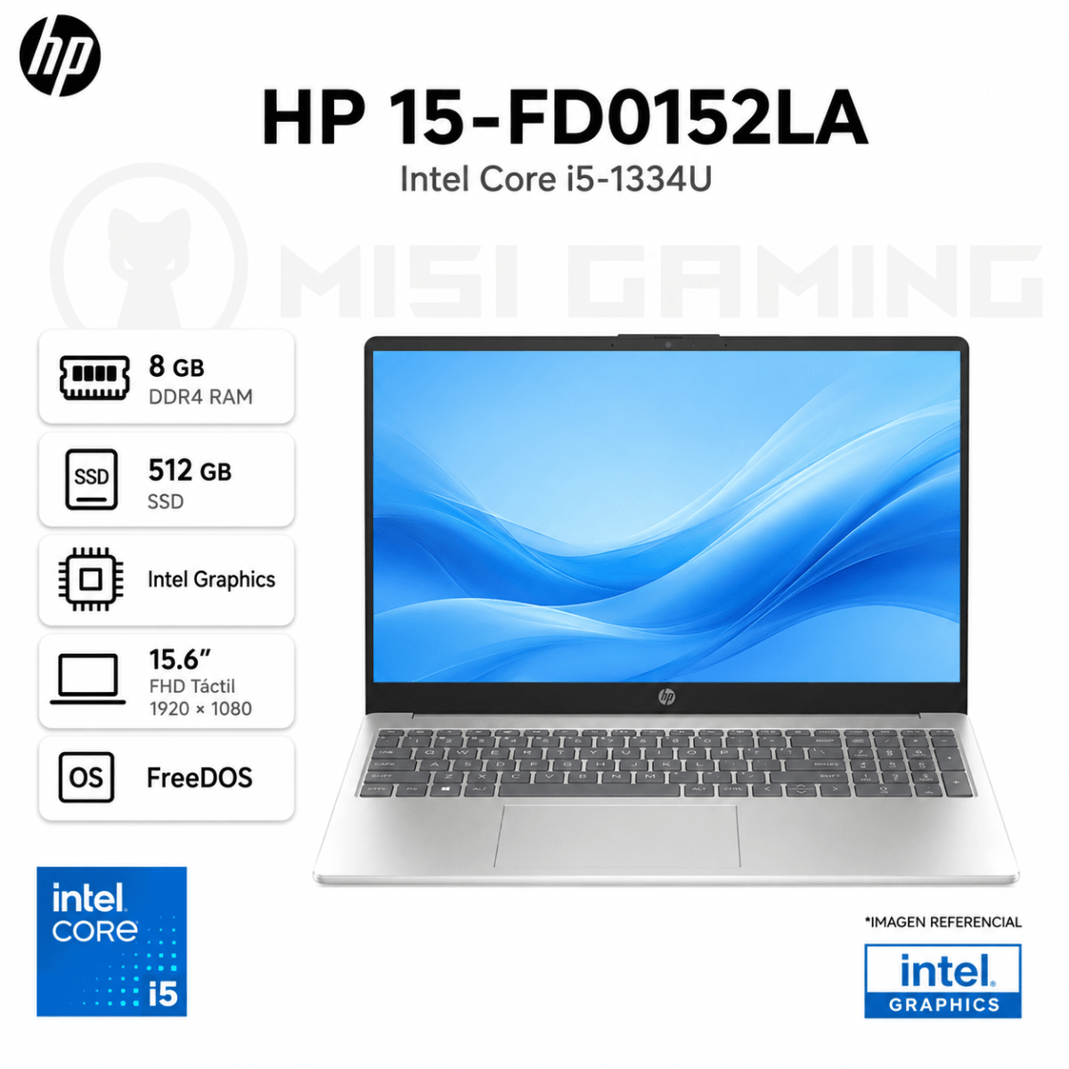LAPTOP HP 15-FD0152LA CORE I5 1334U 8GB DDR4 512GB M.2 15.6