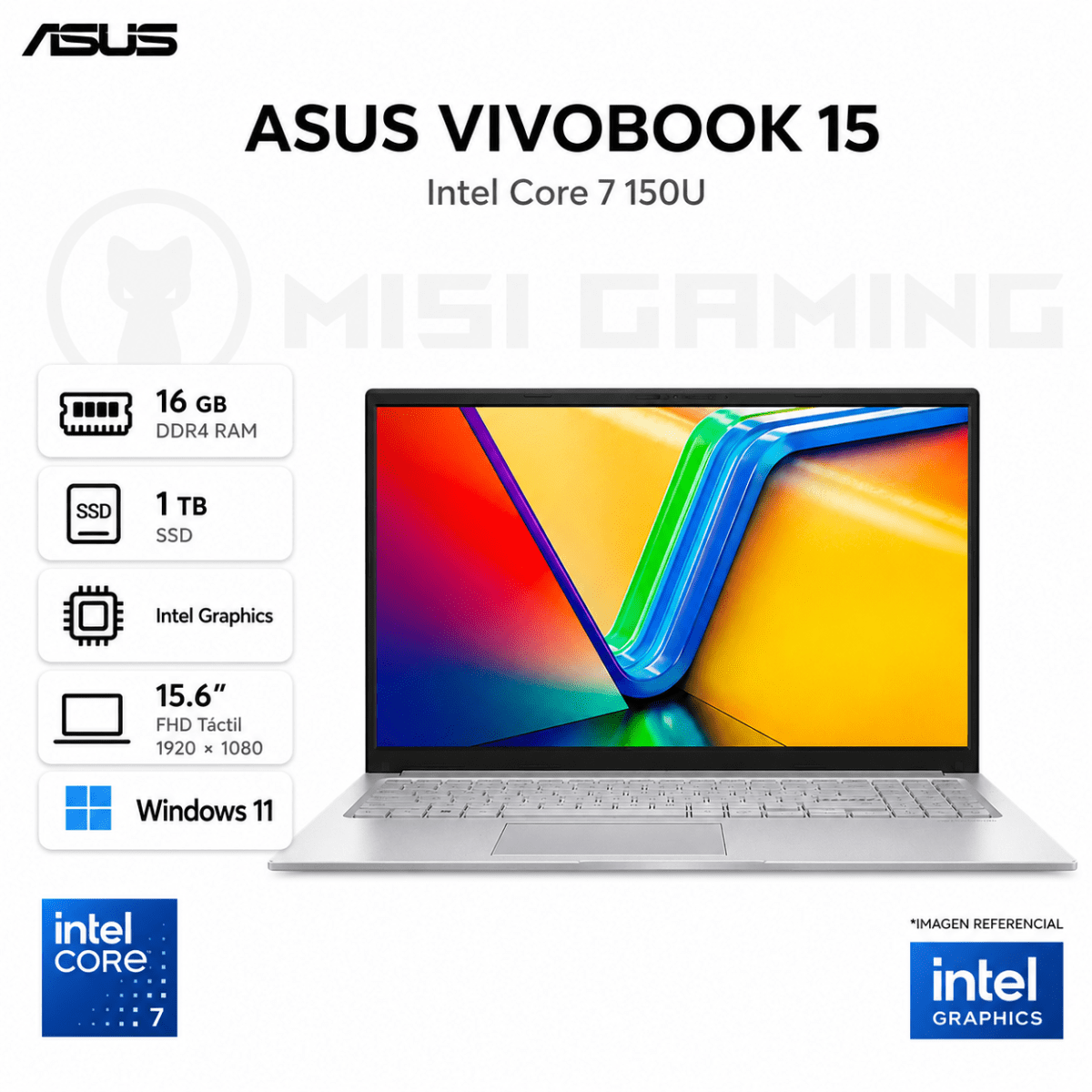 LAPTOP ASUS VIVOBOOK 15 CORE 7 150U 16GB DDR4 1TB M.2 15.6