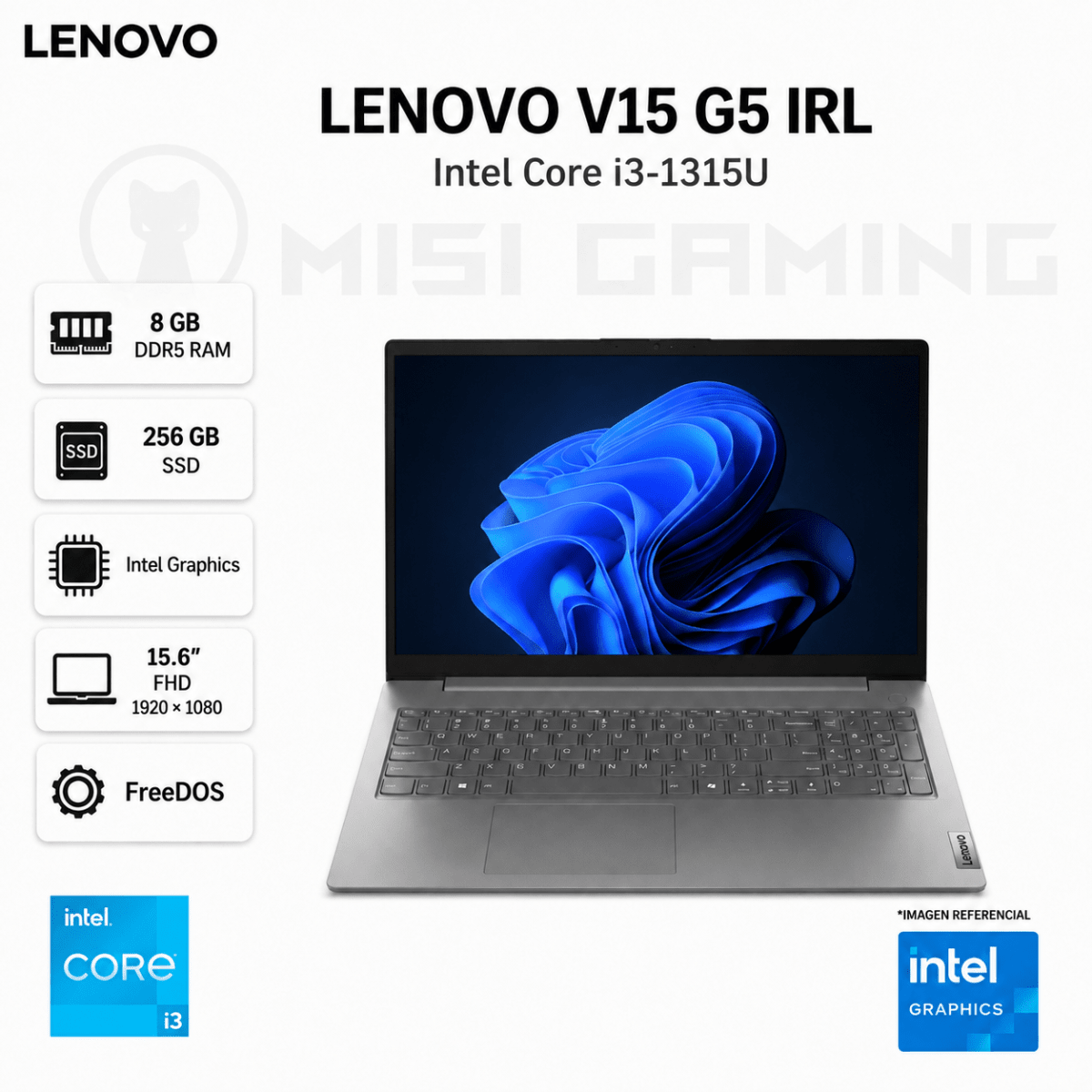 LAPTOP LENOVO V15 G5 IRL CORE I3 1315U 8GB DDR5 256GB M.2 15.6