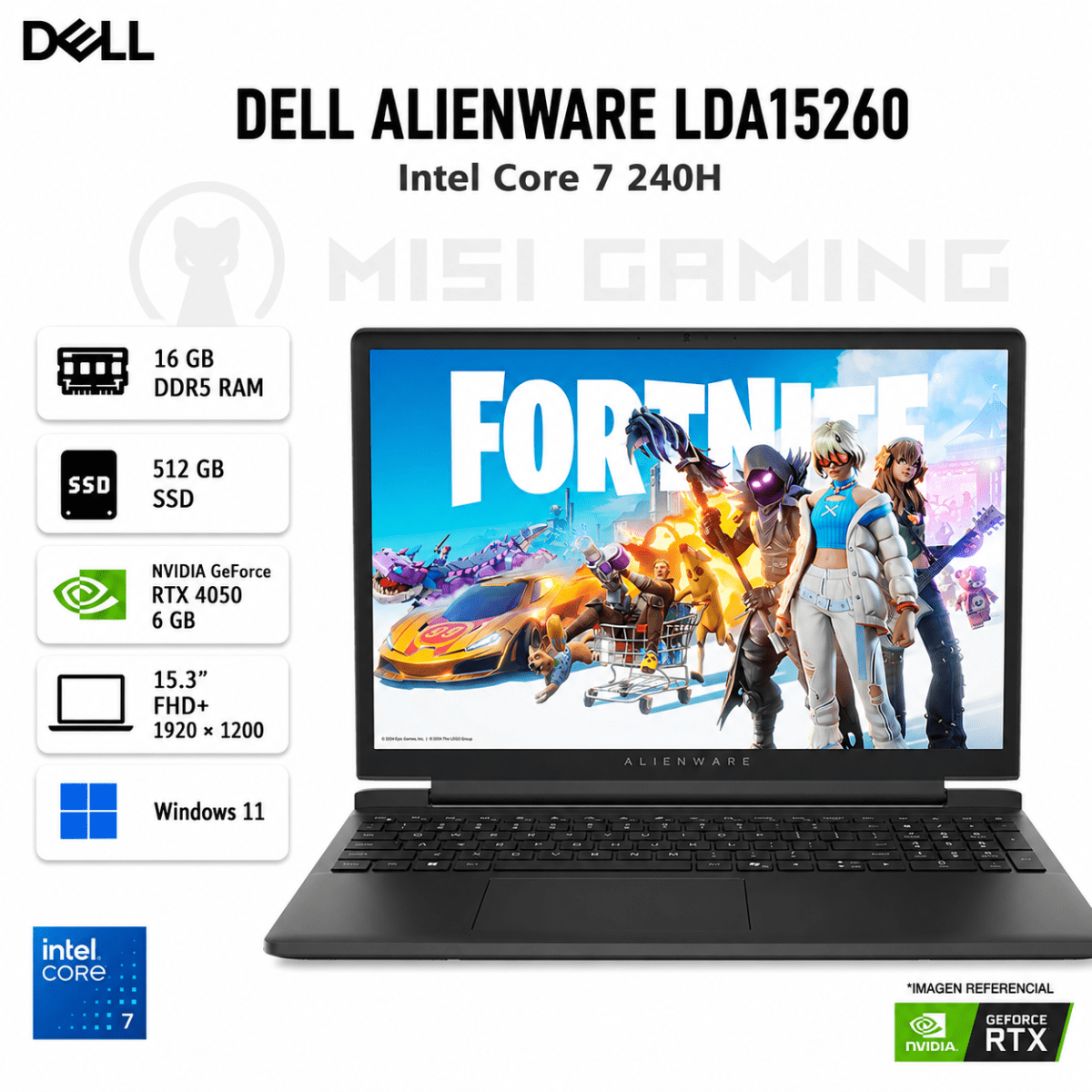 LAPTOP DELL ALIENWARE LDA15260 CORE 7 240H 16GB DDR5 512GB M.2 15.3