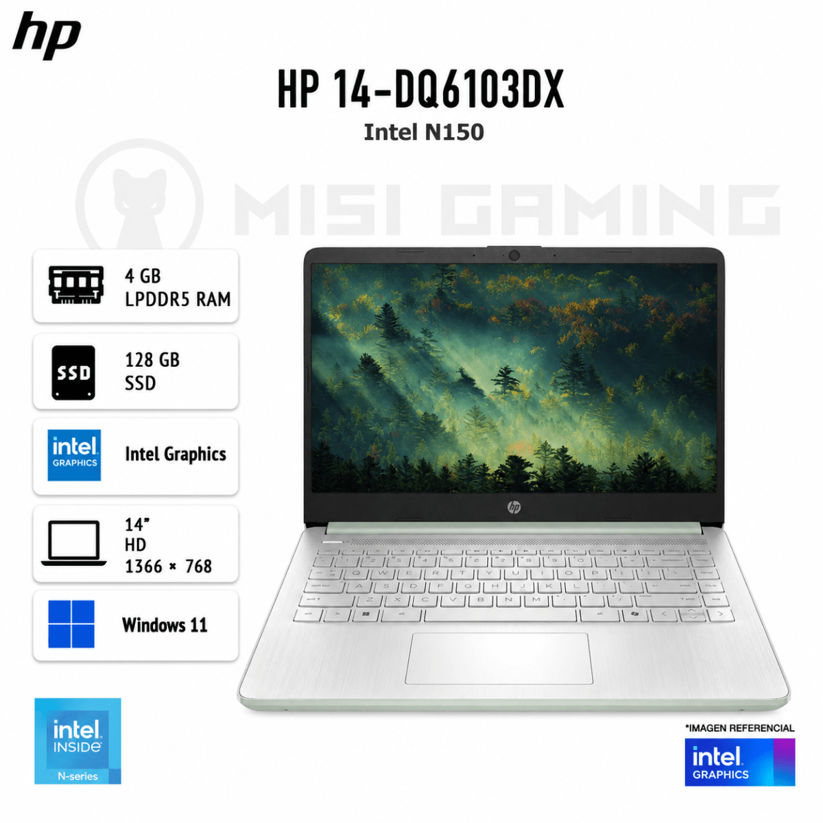 LAPTOP HP 14-DQ6103DX INTEL N150 4GB LPDDR5 128GB UFS 14