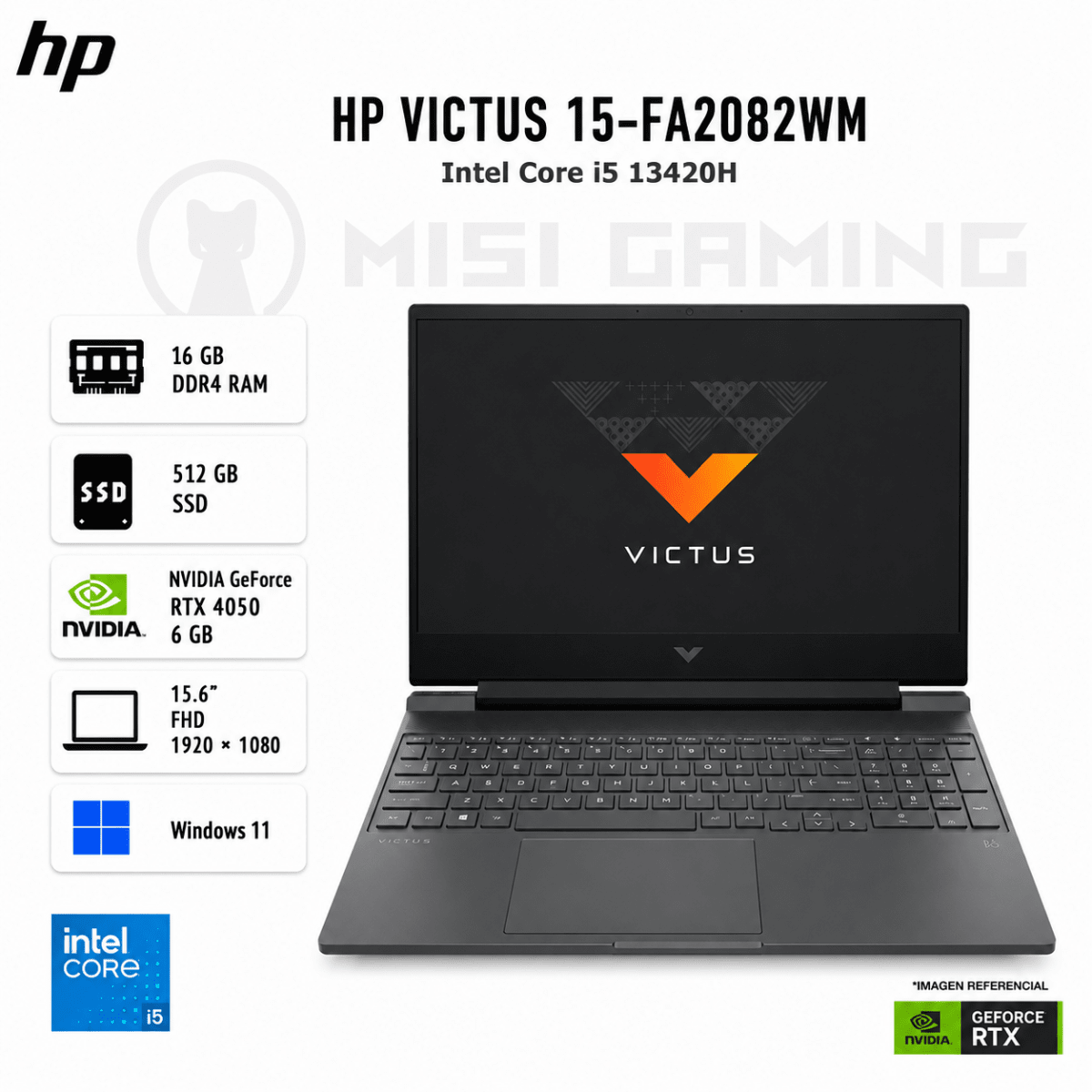 LAPTOP HP VICTUS 15-FA2082WM CORE I5 13420H 16GB DDR4 512GB M.2 15.6
