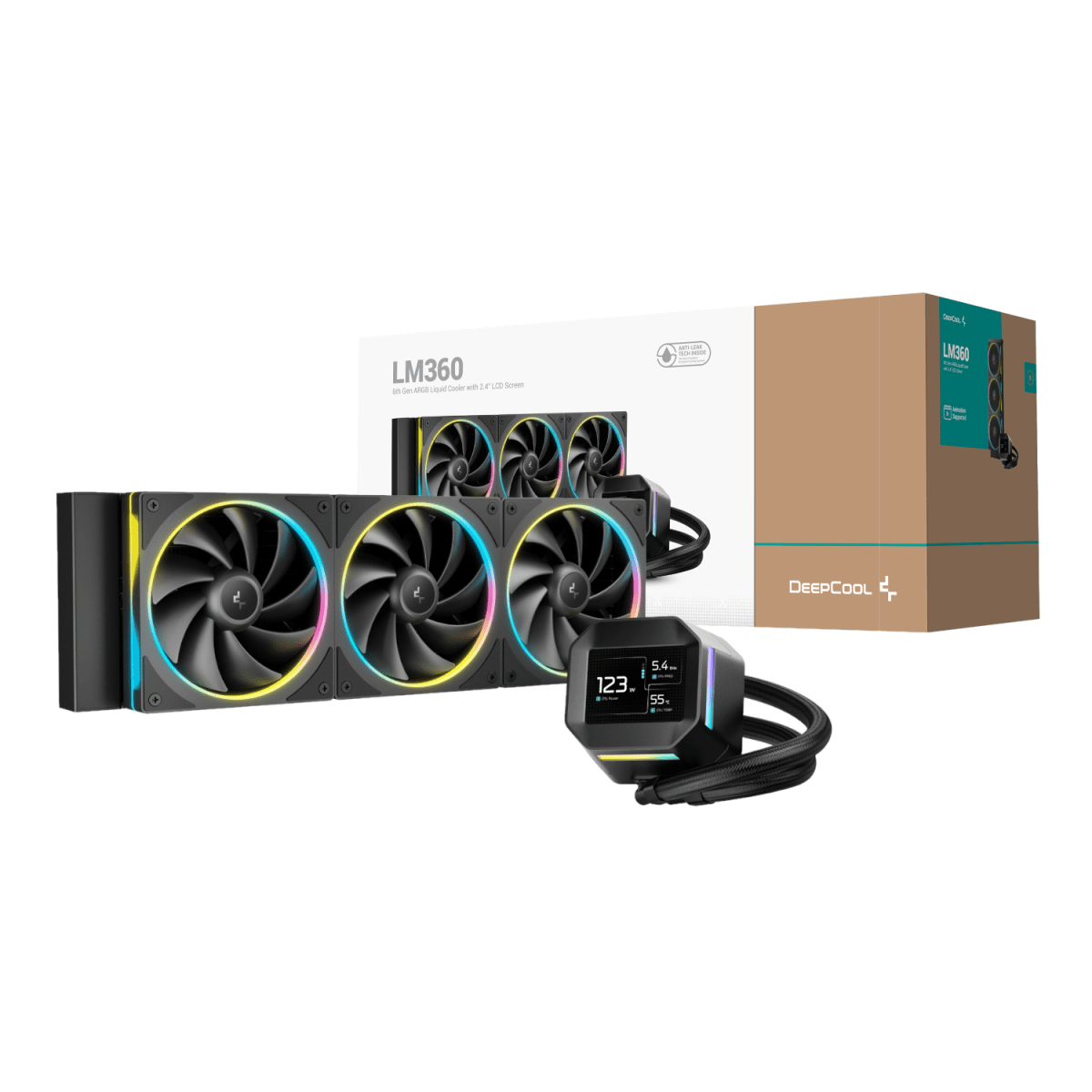 REFRIGERACION LIQUIDA AIO DEEPCOOL LM360 ARGB 360MM C/PANTALLA BLACK