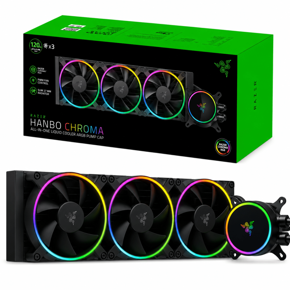 REFRIGERACION LIQUIDA AIO RAZER HANBO CHROMA RGB 360MM BLACK