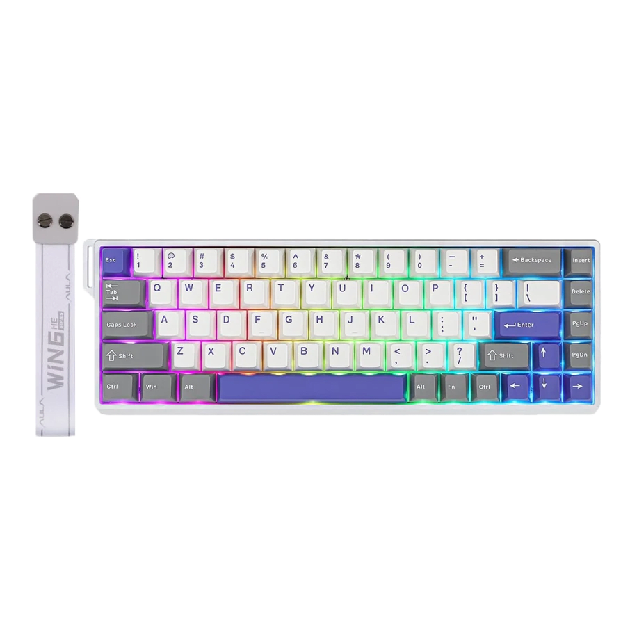 TECLADO MAGNETICO AULA WIN68HE MAX RGB CABLEADO 65% INGLES (SW-MAGNETIC) GREY/WHITE/PURPLE
