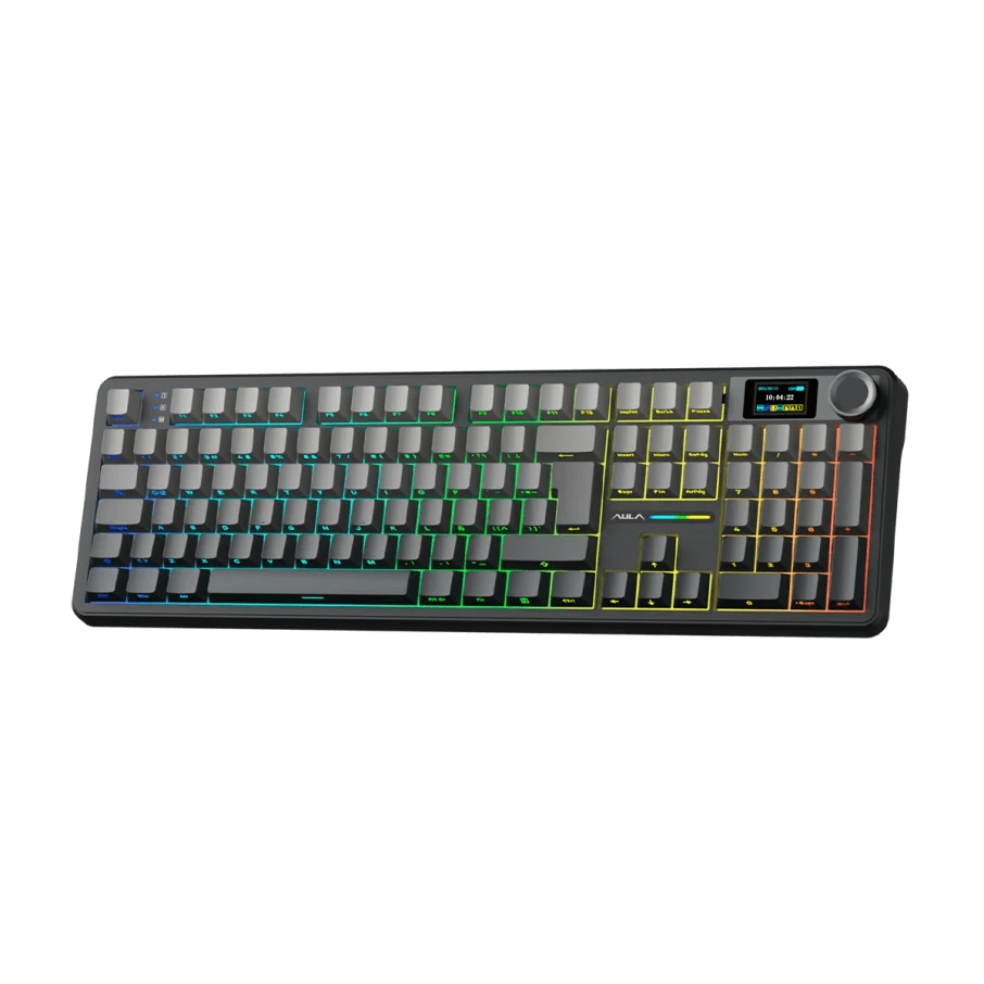 TECLADO MECANICO AULA F108 PRO RGB DONGLE BLUETOOTH 100% ESP (SW-RAIN DROP) BLACK DEGRADED