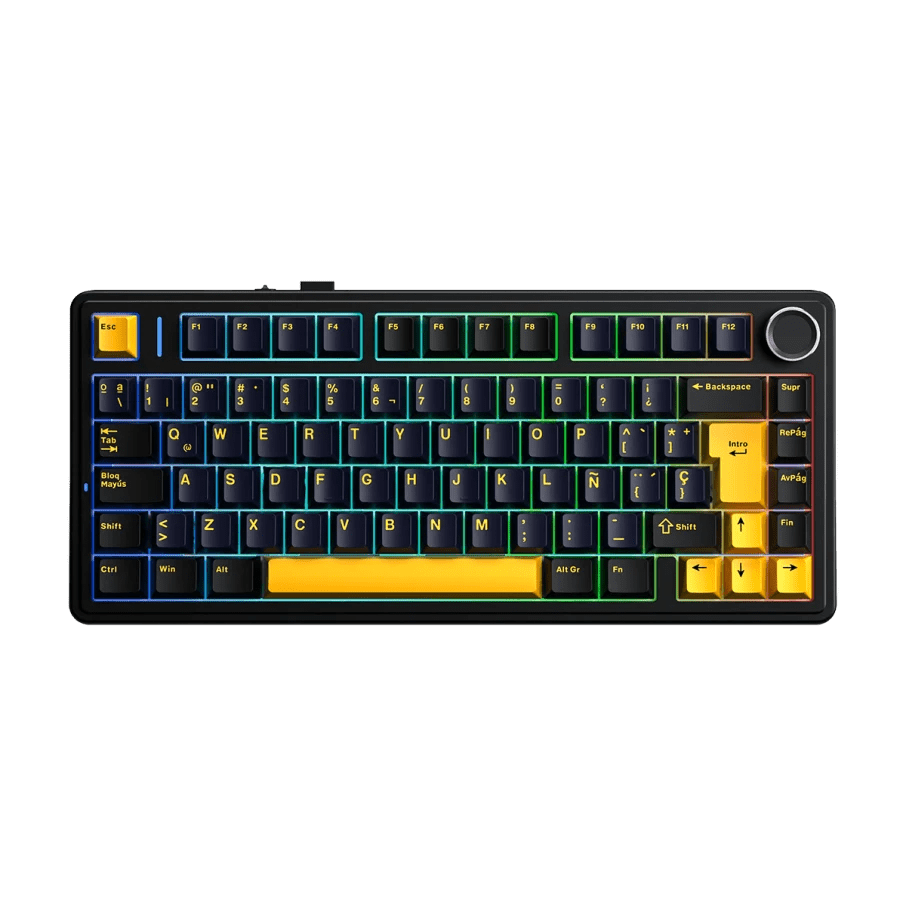 TECLADO MECANICO AULA F75 RGB DONGLE BLUETOOTH 75% ESP (SW-REAPER) BLACK/YELLOW