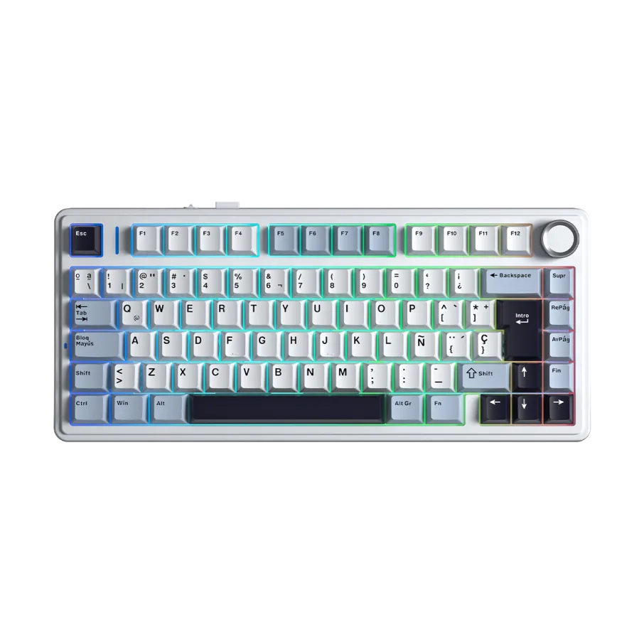 TECLADO MECANICO AULA F75 RGB DONGLE BLUETOOTH 75% ESP (SW-REAPER) BLUE/WHITE/PURPLE