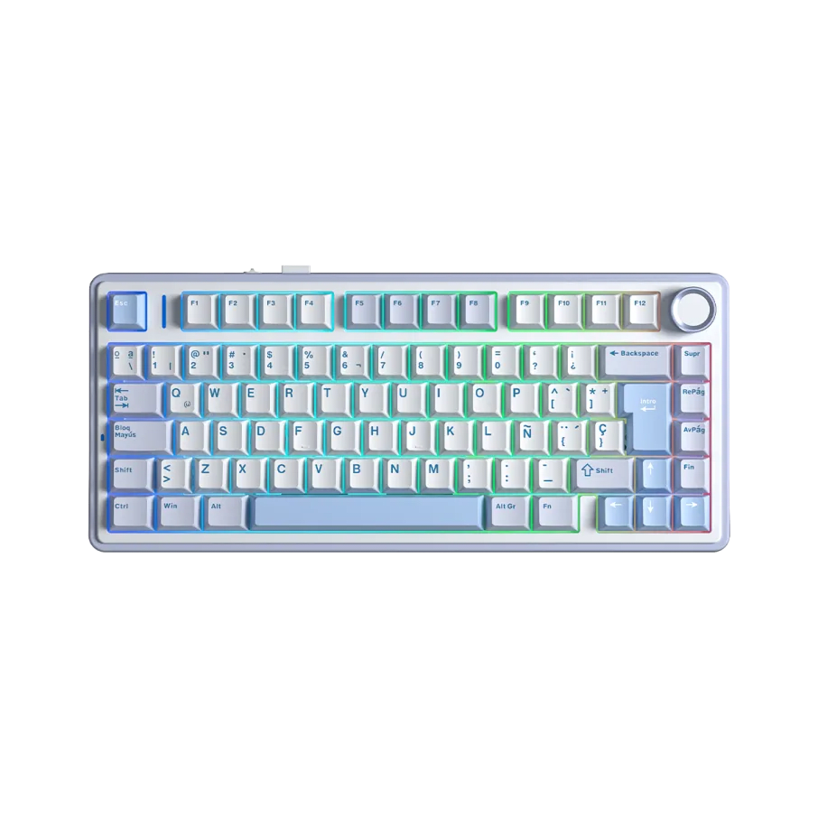 TECLADO MECANICO AULA F75 RGB DONGLE BLUETOOTH 75% ESP (SW-REAPER) WHITE/CYAN