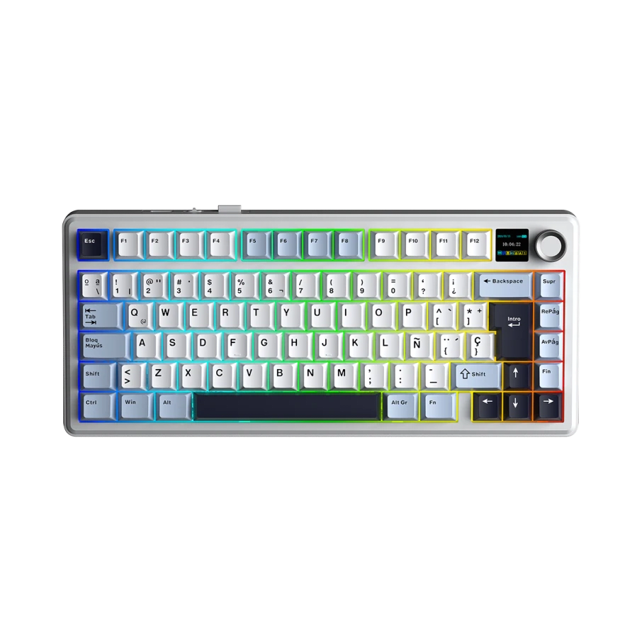 TECLADO MECANICO AULA F75MAX RGB DONGLE BLUETOOTH 75% ESP (SW-REAPER) BLUE/WHITE/PURPLE