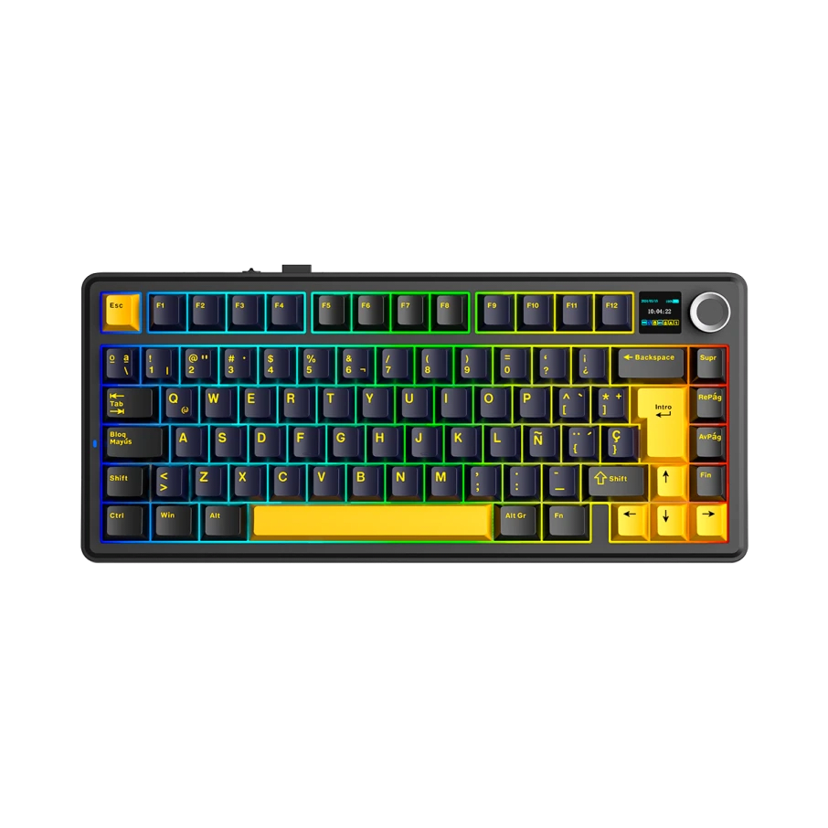 TECLADO MECANICO AULA F75MAX RGB DONGLE BLUETOOTH 75% ESP (SW-STAR VECTOR) BLACK/YELLOW