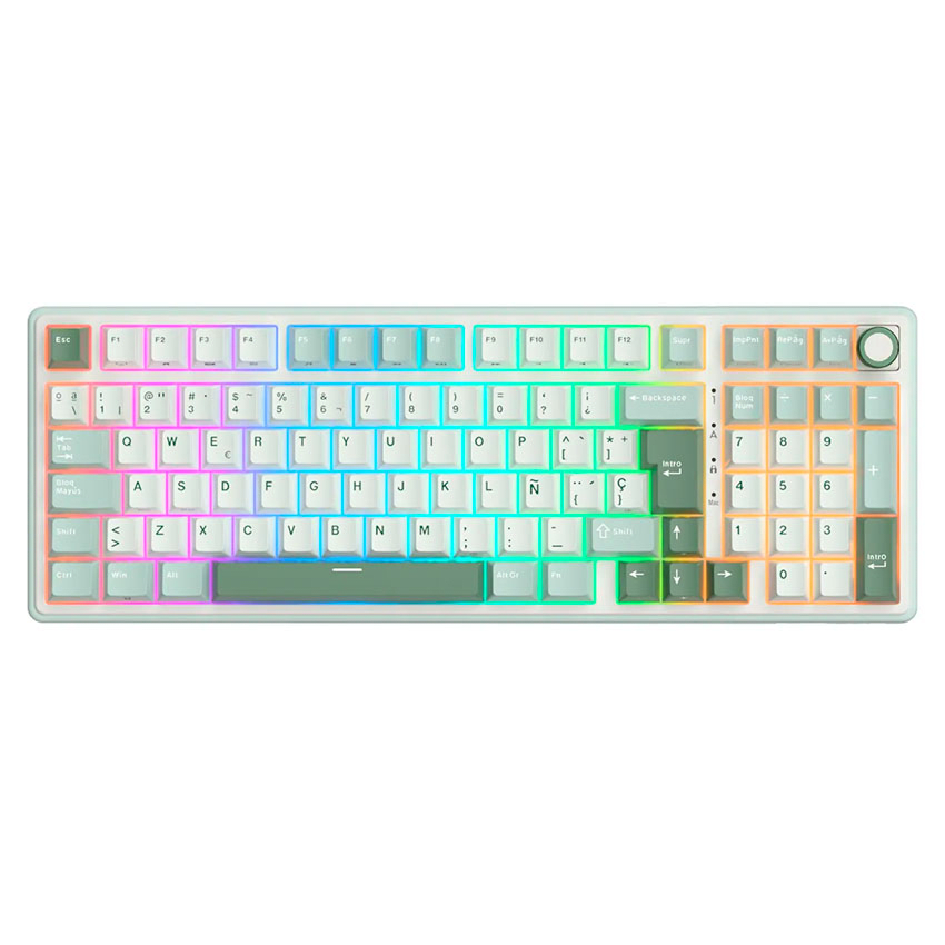 TECLADO MECANICO ROYAL KLUDGE RK-R98PRO RGB CABLEADO 98% ESP (SW-CREAMY) SKY CYAN
