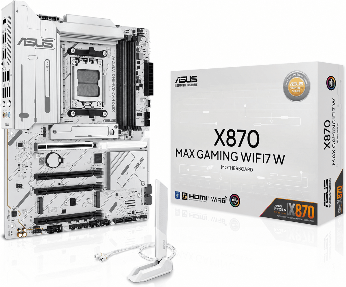 PLACA MADRE ASUS X870 MAX GAMING WIFI7 ATX AM5 DDR5 WHITE