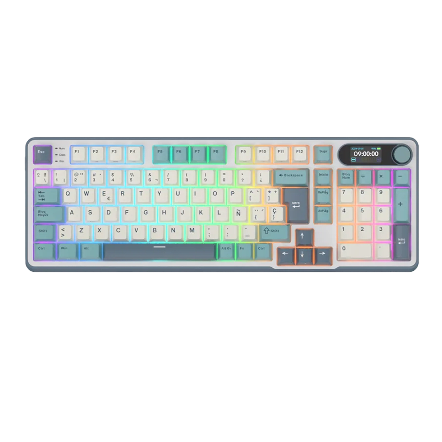 TECLADO MECANICO ROYAL KLUDGE RK-S98 RGB DONGLE BLUETOOTH 96% ESP (SW-CHARTREUSE) LIGHT CLOUD