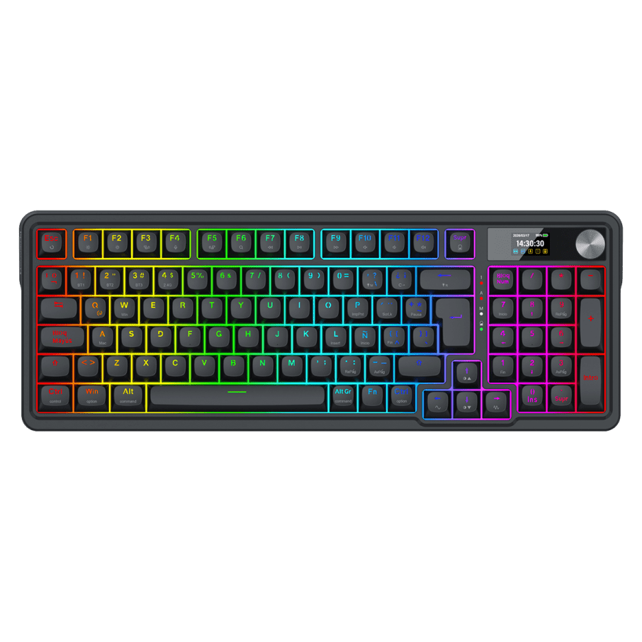 TECLADO MECANICO REDRAGON EISA LCD PRO K719 RGB DONGLE BLUETOOTH 96% ESP (SW-MINT MAMBO) BLACK
