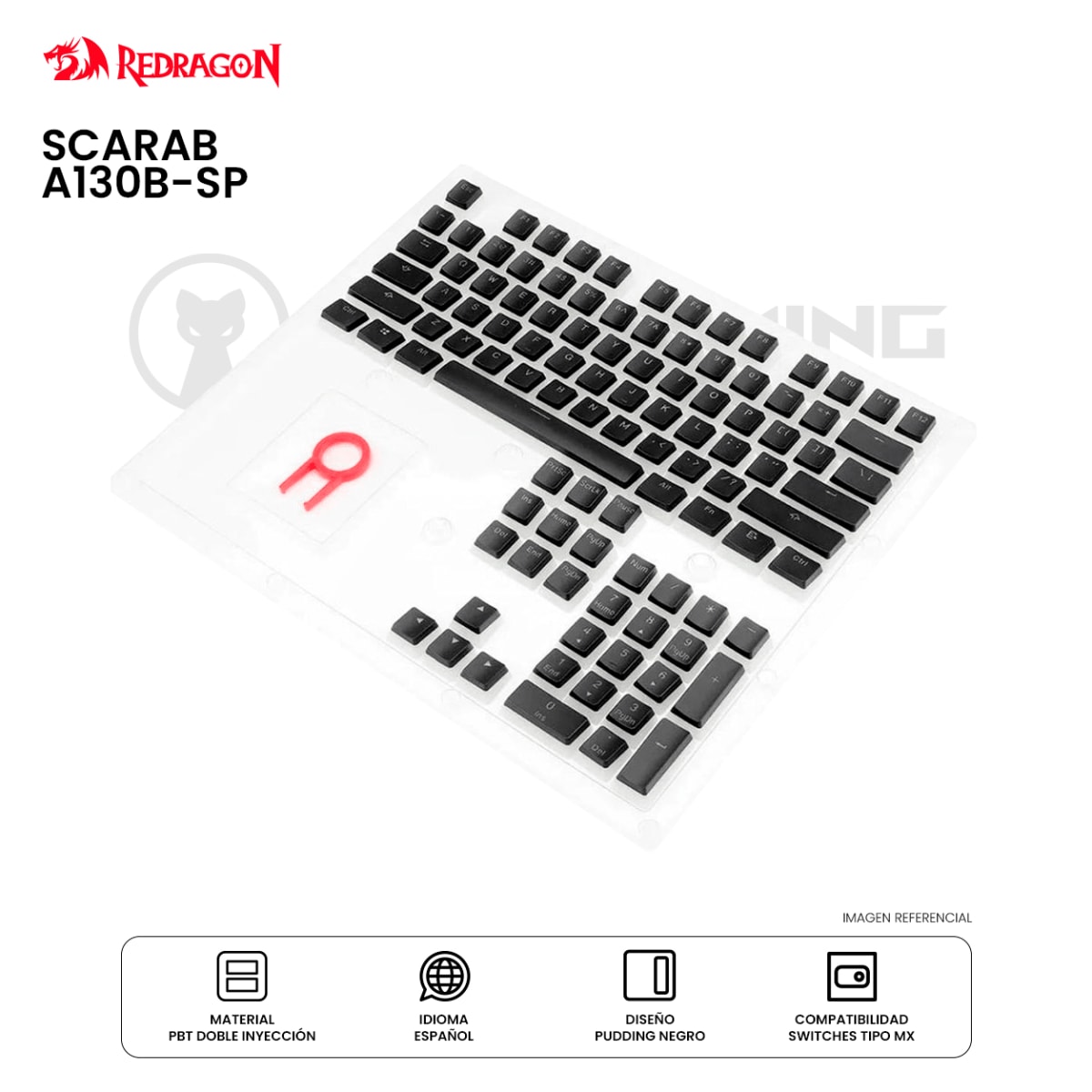KEYSCAPS REDRAGON SCARAB A130B-SP ESP PBT BLACK