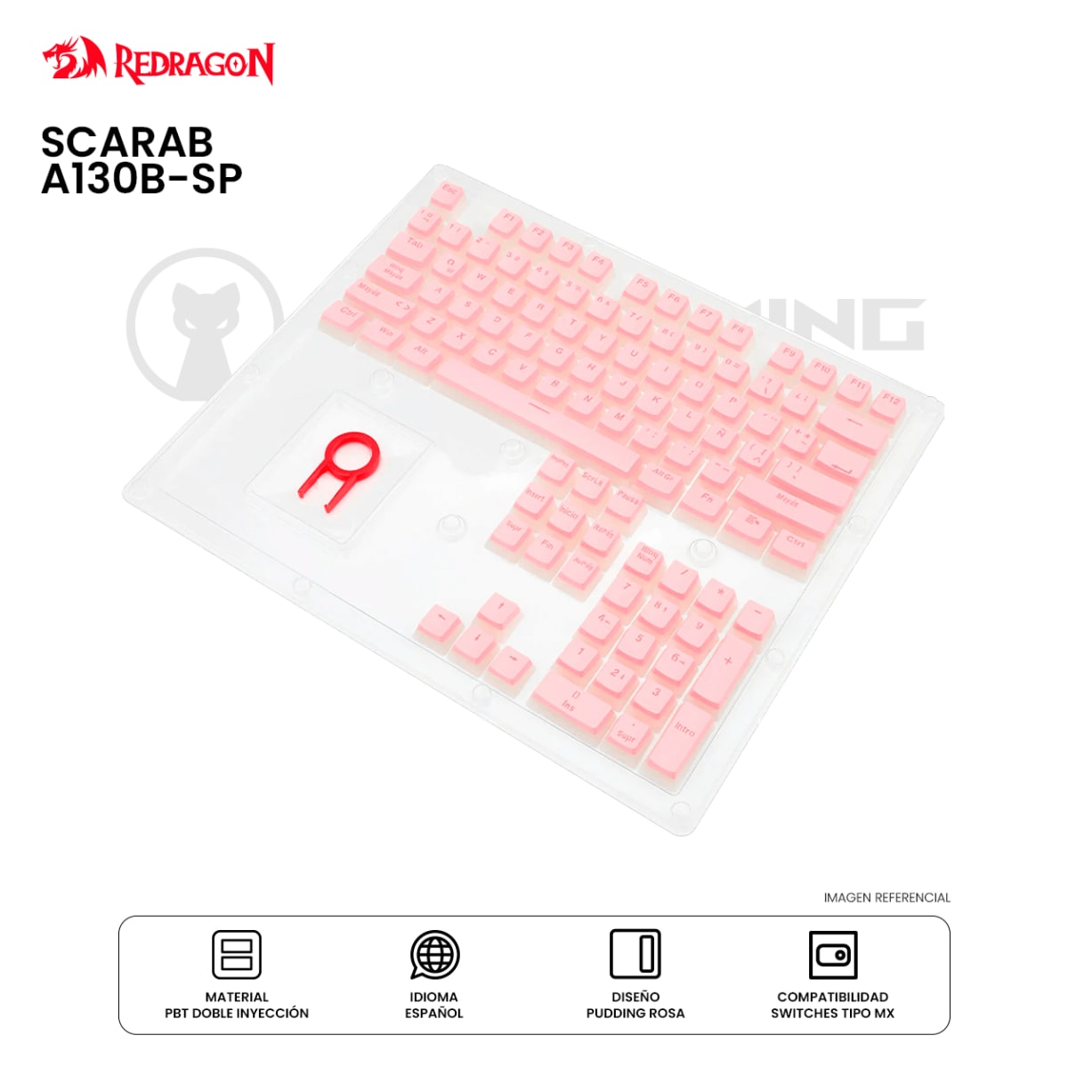 KEYSCAPS REDRAGON SCARAB A130P-SP ESP PBT PINK