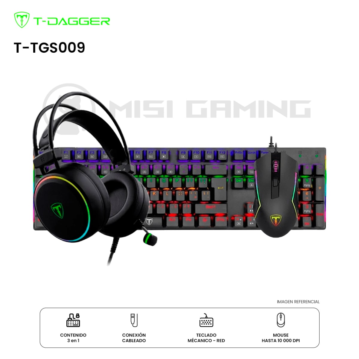 KIT T-DAGGER 3 EN 1 T-TGS009 NAXOS SW RED + SONA + MOUSE 10K DPI BLACK
