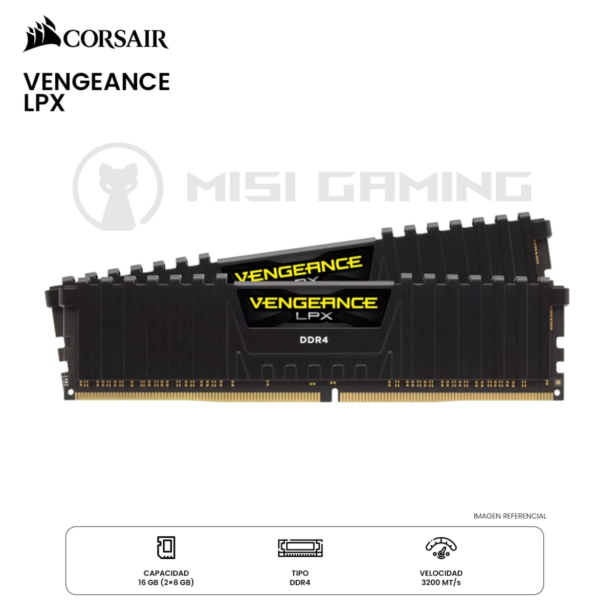 MEMORIA RAM CORSAIR VENGEANCE LPX 16GB(2x8GB) 3200MHZ DDR4