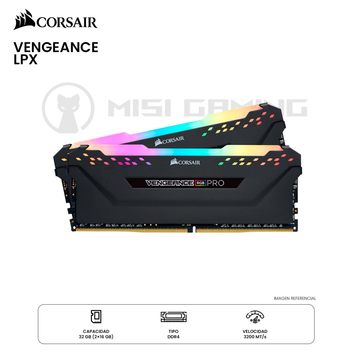 MEMORIA RAM CORSAIR VENGEANCE RGB PRO 16GB(2x8GB) 3200MHZ DDR4