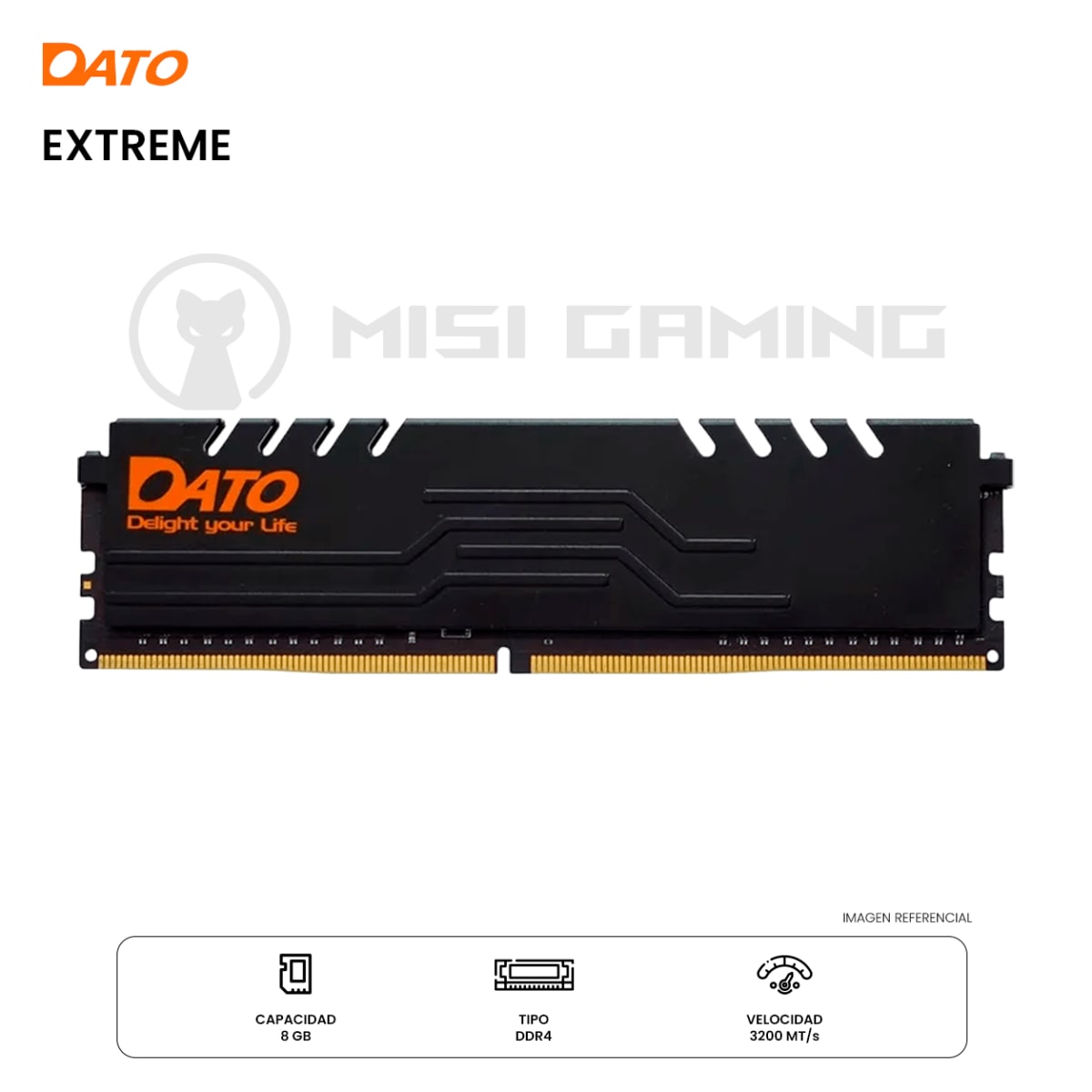 MEMORIA RAM DATO EXTREME 8GB 3200MHZ DDR4 BLACK