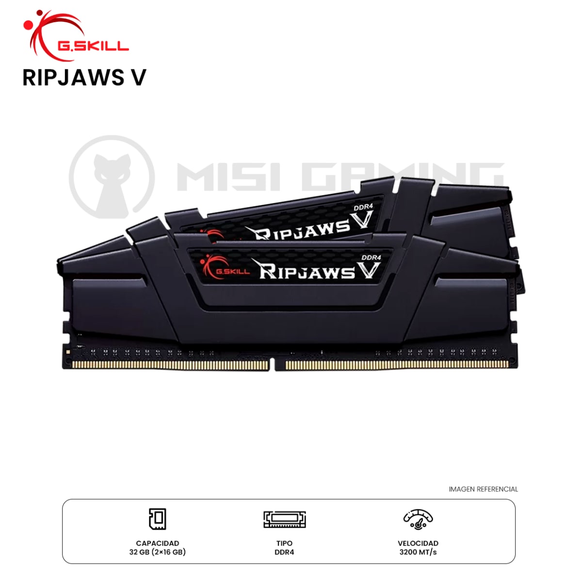 MEMORIA RAM G.SKILL RIPJAWS V 32GB(2x16GB) 3200MHZ DDR4 BLACK